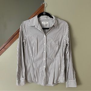 Banana Republic Grey Striped Tailored Shirt, 8, EUC